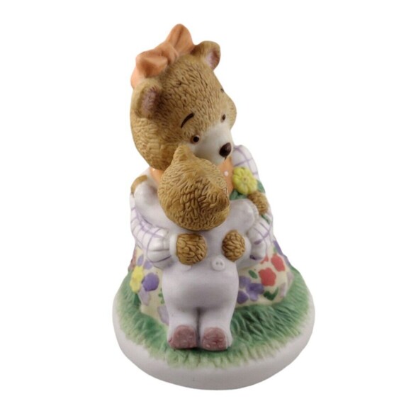 Vintage Hallmark 4.5" Porcelain Figurine Floral Mother Bear Hugging Cub Child - Picture 2 of 8